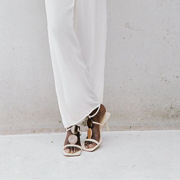 Zara LEATHER MID-HEIGHT HEEL SANDALS New - Picture 2 of 8